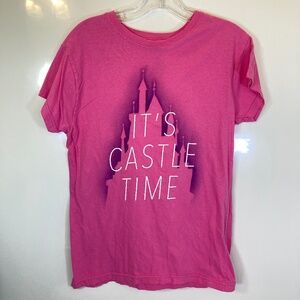 Disney It’s Castle Time Pink Shirt Sz 2XL Juniors Short Sleeve